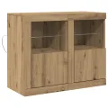 Buffets avec éclairage LED 2 pcs Chêne artisanal 41x37x67 cm