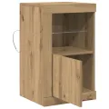 Buffets avec éclairage LED 2 pcs Chêne artisanal 41x37x67 cm