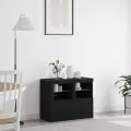 Armoires de côté avec lumières LED 2 pcs Chêne noir 41x37x67 cm