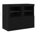 Armoires de côté avec lumières LED 2 pcs Chêne noir 41x37x67 cm