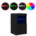 Armoires de côté avec lumières LED 2 pcs Chêne noir 41x37x67 cm