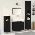 Ensemble de cabinets de salle de bain de 3 pièces Chêne noir Bois d'ingénierie