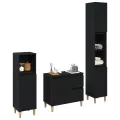 Ensemble de cabinets de salle de bain de 3 pièces Chêne noir Bois d'ingénierie
