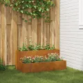 jardinière 2 niveaux 100x60x45 cm en acier résistant aux intempéries