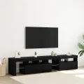 Meubles TV  2 pcs avec Lumières LED en Chêne Noir et Bois d'Ingénierie