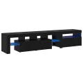 Meubles TV  2 pcs avec Lumières LED en Chêne Noir et Bois d'Ingénierie