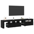 Meubles TV  2 pcs avec Lumières LED en Chêne Noir et Bois d'Ingénierie