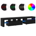 Meubles TV  2 pcs avec Lumières LED en Chêne Noir et Bois d'Ingénierie