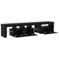 Meubles TV  2 pcs avec Lumières LED en Chêne Noir et Bois d'Ingénierie