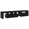 Meubles TV  2 pcs avec Lumières LED en Chêne Noir et Bois d'Ingénierie