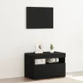 Cabinet de chevet avec lumières LED Chêne noir 60x35x40 cm Bois technique