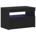 Cabinet de chevet avec lumières LED Chêne noir 60x35x40 cm Bois technique