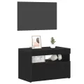 Cabinet de chevet avec lumières LED Chêne noir 60x35x40 cm Bois technique