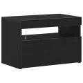 Cabinet de chevet avec lumières LED Chêne noir 60x35x40 cm Bois technique