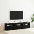 Meubles TV  2 pcs avec lumières LED Chêne noir Bois d'ingénierie