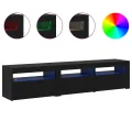 Meubles TV  2 pcs avec lumières LED Chêne noir Bois d'ingénierie