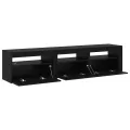 Meubles TV  2 pcs avec lumières LED Chêne noir Bois d'ingénierie