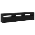 Meubles TV  2 pcs avec lumières LED Chêne noir Bois d'ingénierie