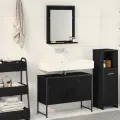 Ensemble de meubles de salle de bain 2 pièces en bois d'ingénierie noir