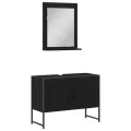 Ensemble de meubles de salle de bain 2 pièces en bois d'ingénierie noir