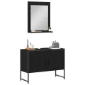Ensemble de meubles de salle de bain 2 pièces en bois d'ingénierie noir