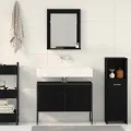 Ensemble de meubles de salle de bain 2 pièces en bois d'ingénierie noir