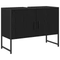 Ensemble de meubles de salle de bain 2 pièces en bois d'ingénierie noir