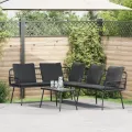 Set de canapé de jardin 2 pièces avec coussins en poly rotin noir