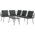 Set de canapé de jardin 2 pièces avec coussins en poly rotin noir