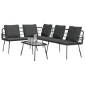 Set de canapé de jardin 2 pièces avec coussins en poly rotin noir