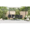 Set de canapé de jardin 2 pièces avec coussins en poly rotin noir