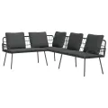 Set de canapé de jardin 2 pièces avec coussins en poly rotin noir