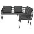 Set de canapé de jardin 2 pièces avec coussins en poly rotin noir