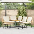 Ensemble de salon de jardin 4 pièces avec coussins en poly rattan naturel