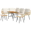 Ensemble de salon de jardin 4 pièces avec coussins en poly rattan naturel