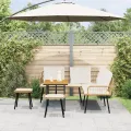 Ensemble de salon de jardin 4 pièces avec coussins en poly rattan naturel