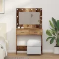 Table de maquillage  avec lumières LED Bois ancien 78,5x41x135 cm