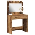 Table de maquillage  avec lumières LED Bois ancien 78,5x41x135 cm