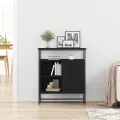 Buffet  Noir Chêne 69x35x80 cm Bois d'ingénierie et Acier