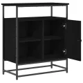 Buffet  Noir Chêne 69x35x80 cm Bois d'ingénierie et Acier