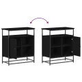 Buffet  Noir Chêne 69x35x80 cm Bois d'ingénierie et Acier