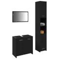 Ensemble de meubles de salle de bain 3 pièces Chêne noir Bois d'ingénierie