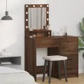 Bureau de Maquillage avec Lumières LED - Chêne Marron - 50x41x135 cm