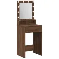 Bureau de Maquillage avec Lumières LED - Chêne Marron - 50x41x135 cm