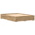 Lit  avec tiroirs Chêne artisanal 135x190 cm Bois d'ingénierie