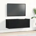 Meuble TV en Chêne Noir de 80x30x30 cm en Bois Agencé