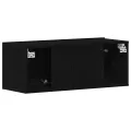 Meuble TV en Chêne Noir de 80x30x30 cm en Bois Agencé