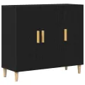 Buffet  Noir Chêne 90x34x80 cm en Bois d'ingénierie