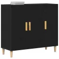 Buffet  Noir Chêne 90x34x80 cm en Bois d'ingénierie