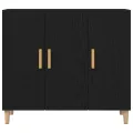 Buffet  Noir Chêne 90x34x80 cm en Bois d'ingénierie